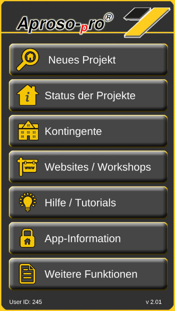 Screenshot Neues Projekt anlegen