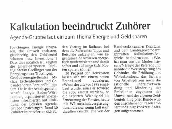 Kalkulation beeindruckt Zuhörer