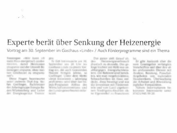 Experte berät über Senkung der Heizenergie